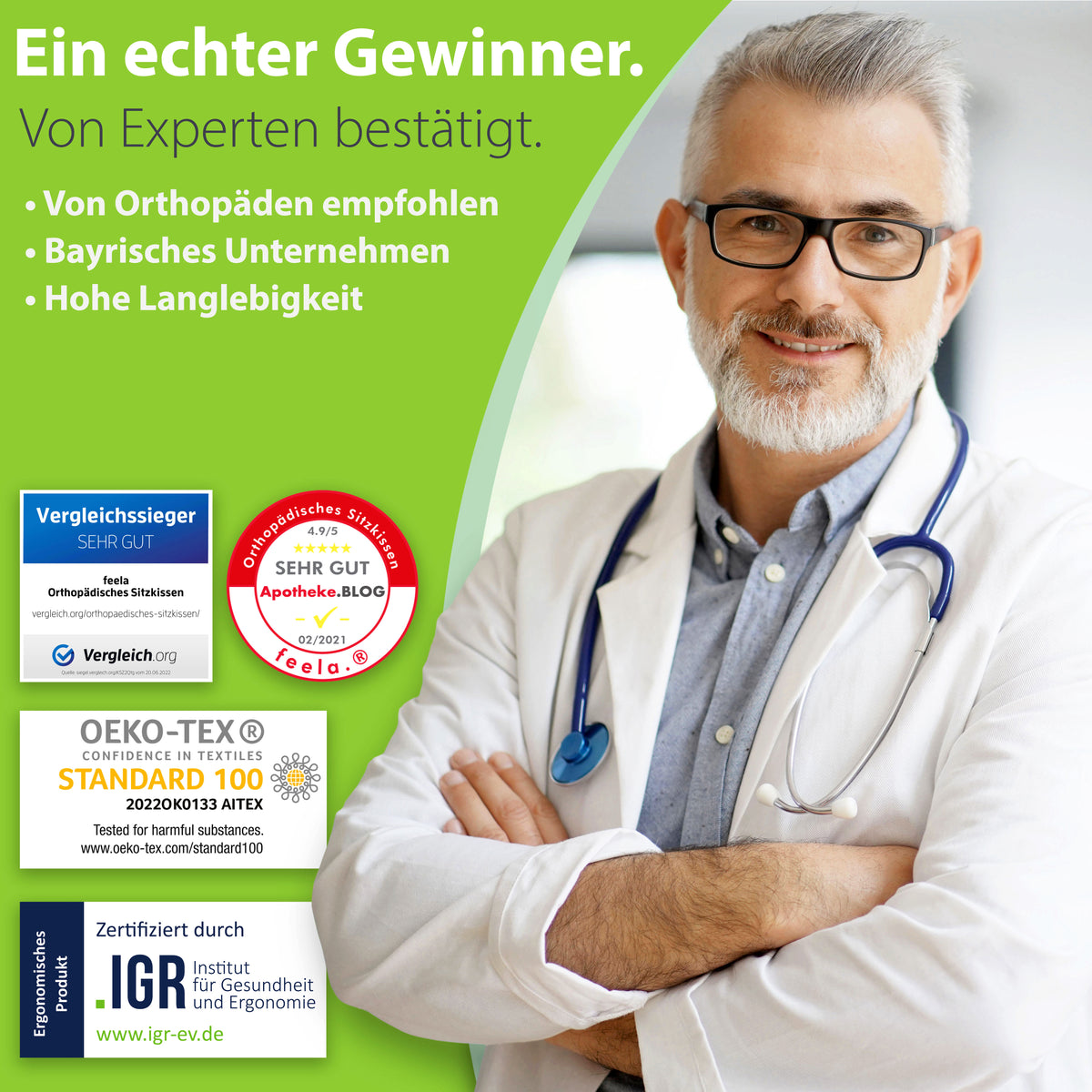 Orthopädisches Sitzkissen feela.® (Dunkelgrau)