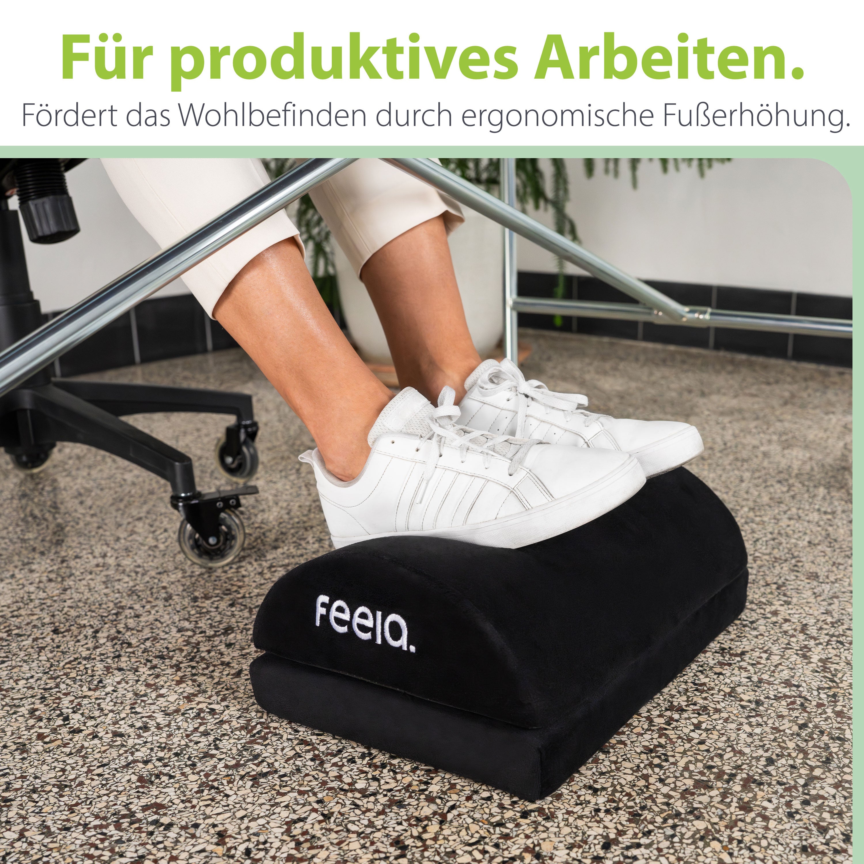Ergonomische Fußstütze mit Wärmetasche feela.® (Schwarz)