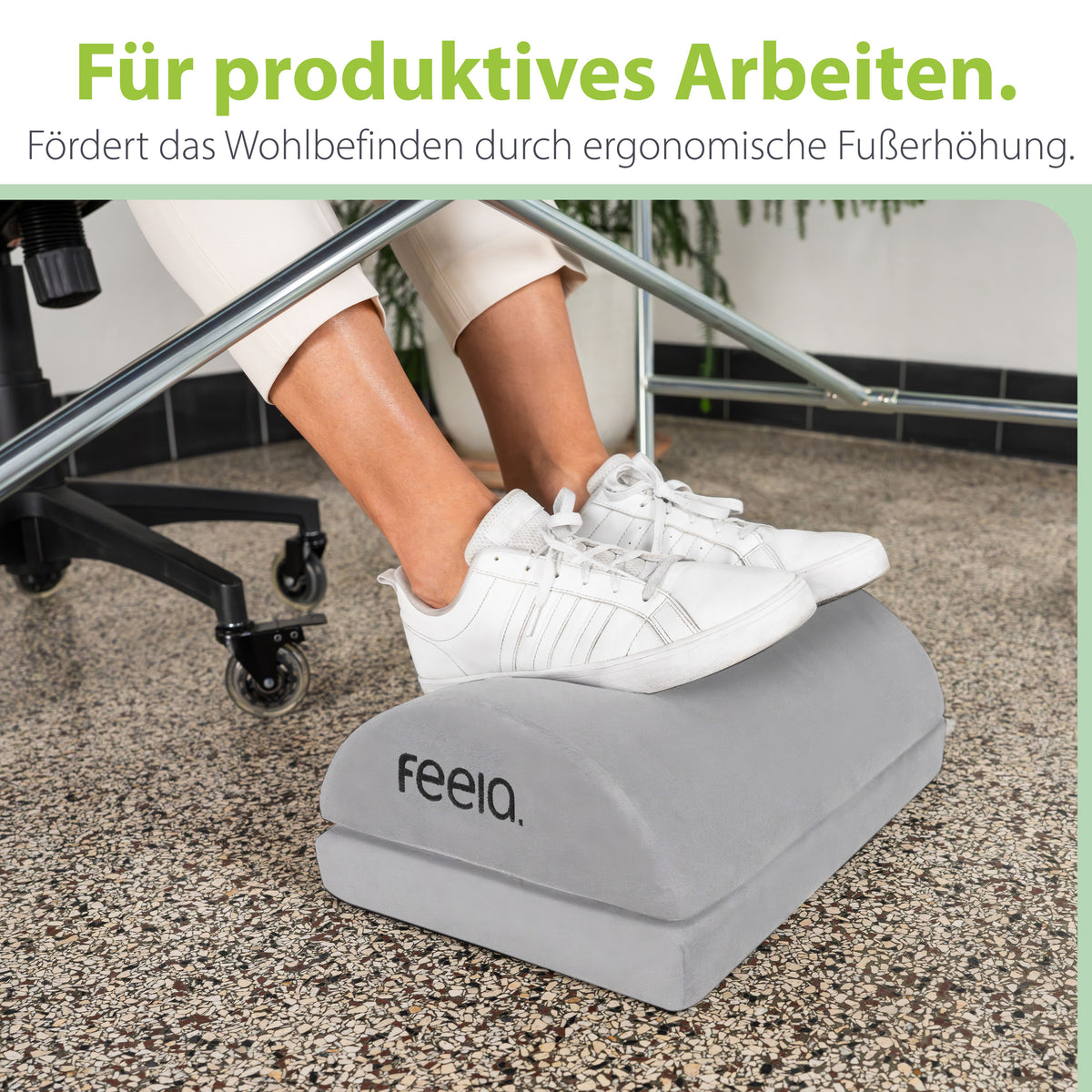 Ergonomische Fußstütze mit Wärmetasche feela.® (Silber)