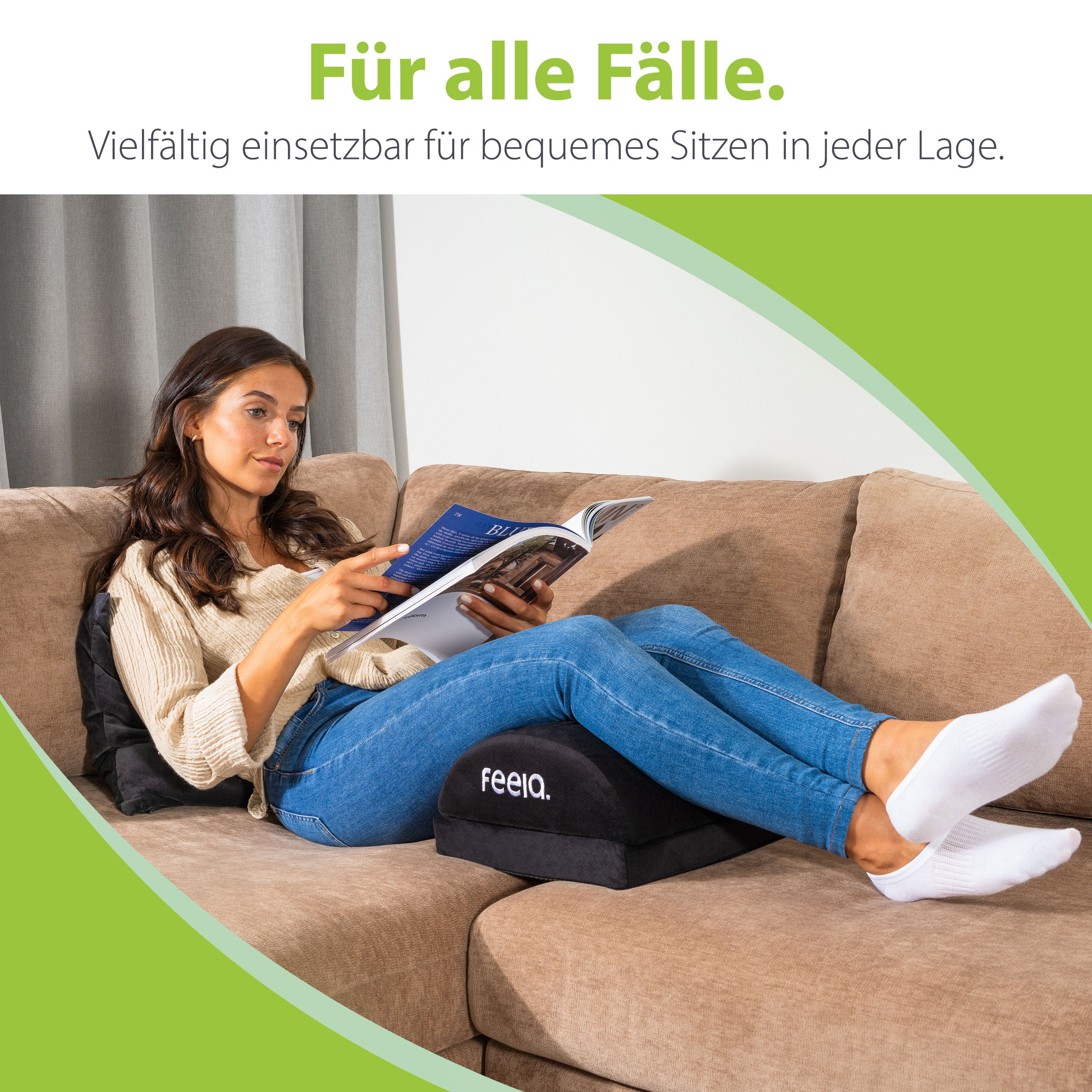 Ergonomische Fußstütze mit Wärmetasche feela.® (Schwarz)