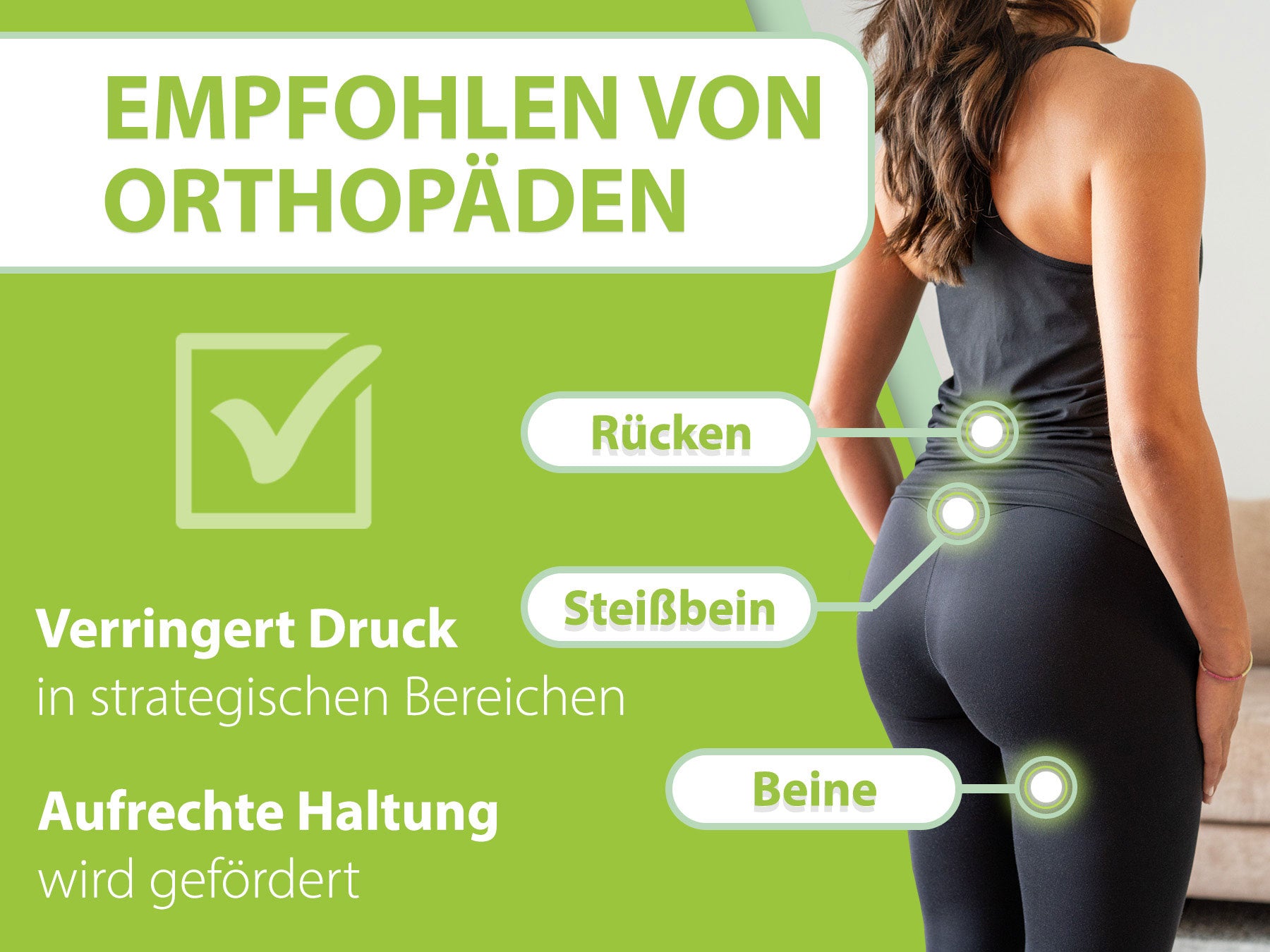 Orthopädisches Keilkissen von feela®, empfohlen von Orthopäden zur Reduzierung von Druckpunkten und Förderung einer gesunden Körperhaltung.