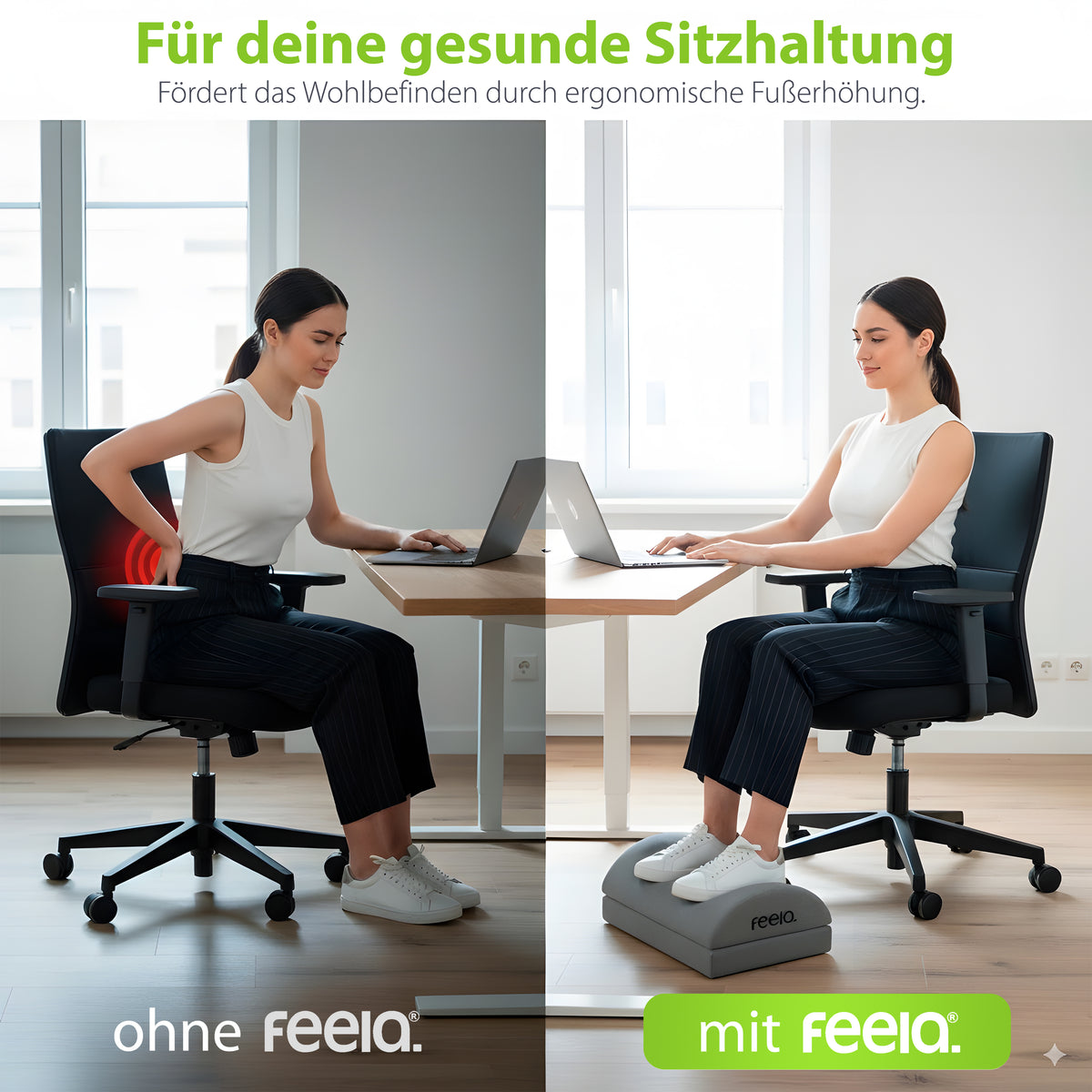 Ergonomische Fußstütze mit Wärmetasche feela.® (Dunkelgrau)