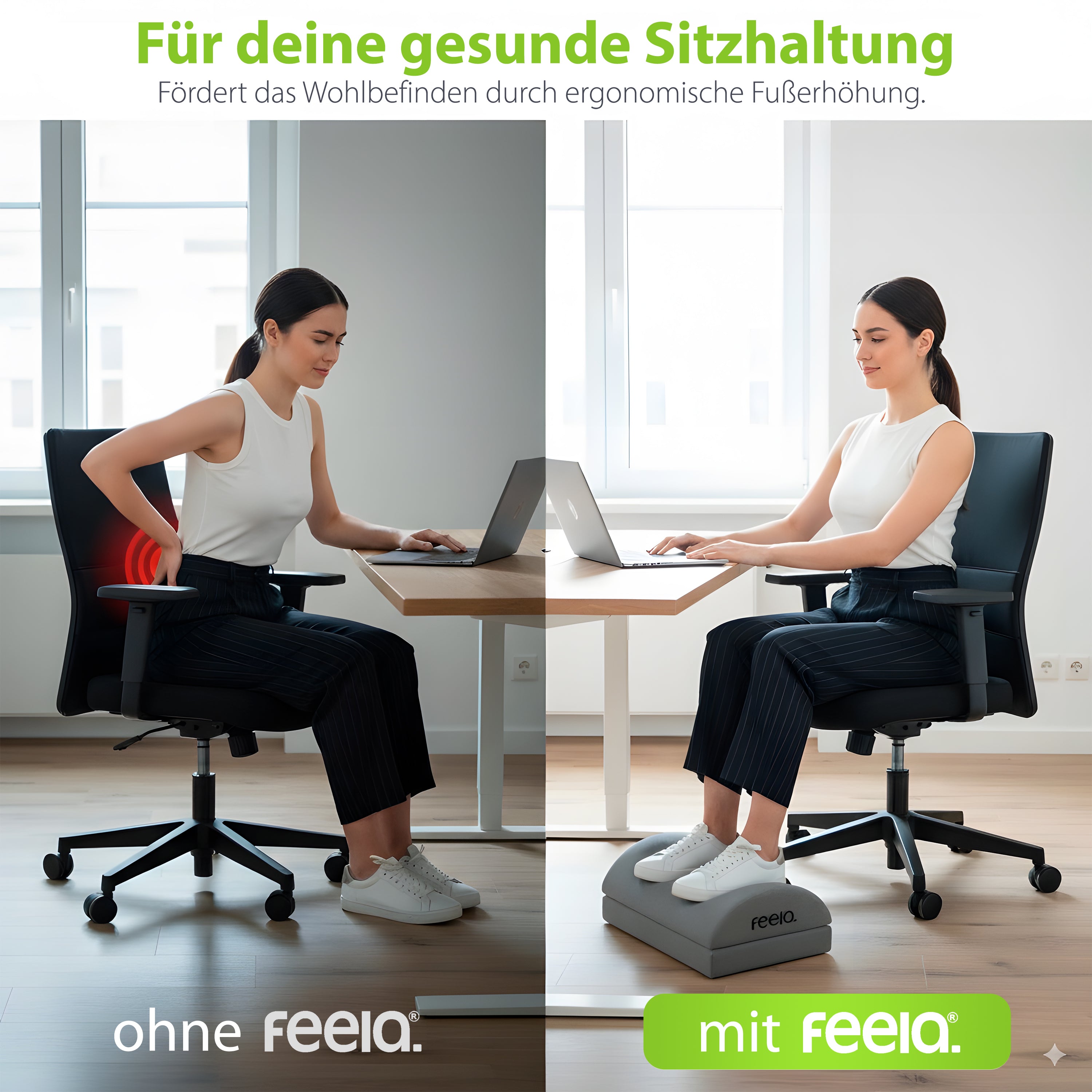 Ergonomische Fußstütze mit Wärmetasche feela.® (Dunkelgrau)