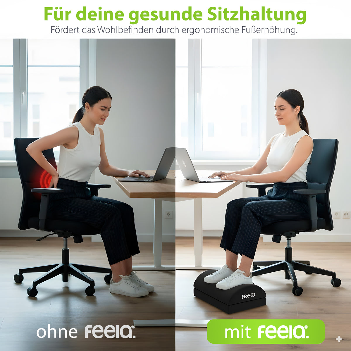 Ergonomische Fußstütze feela.® (Schwarz)
