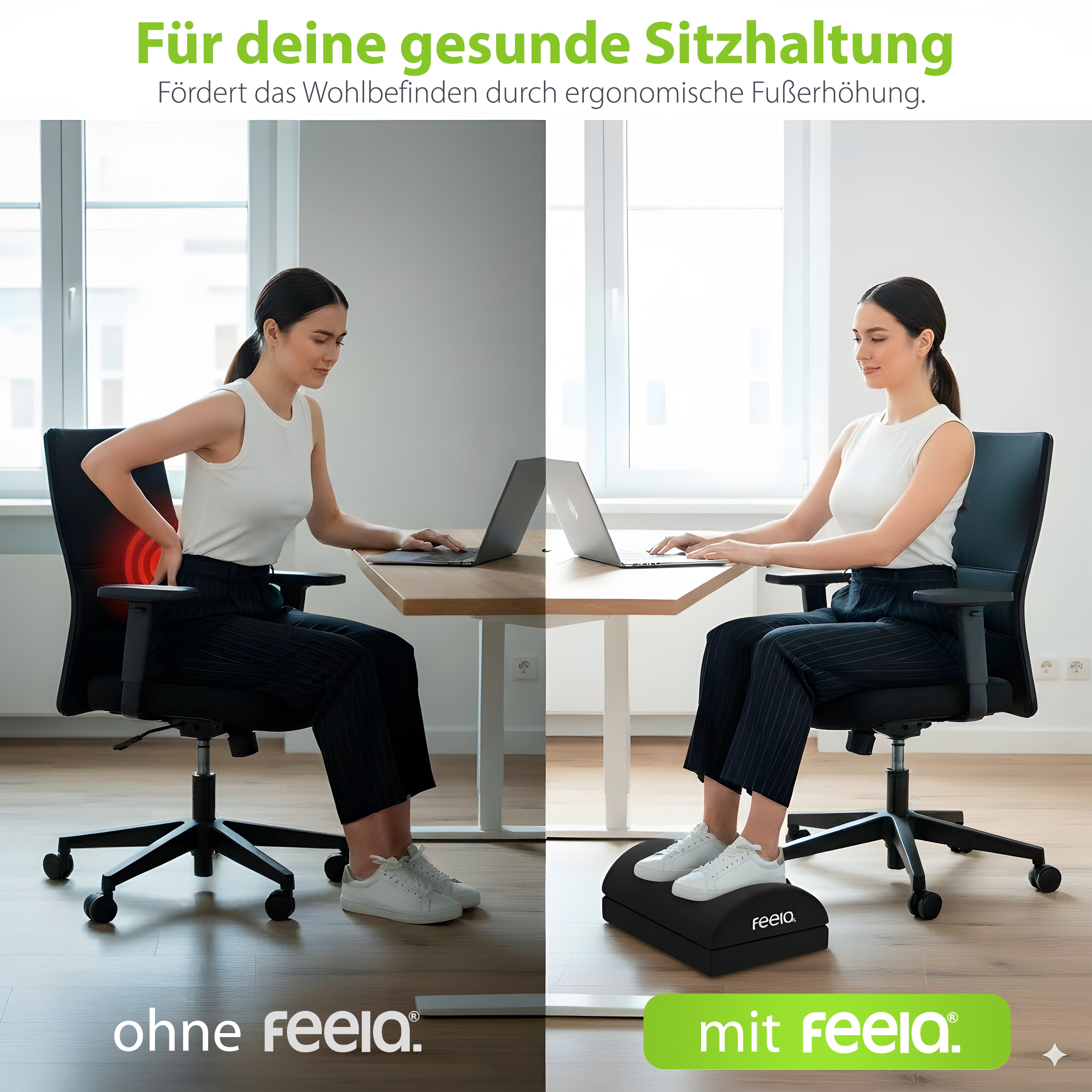 Ergonomische Fußstütze mit Wärmetasche feela.® (Schwarz)