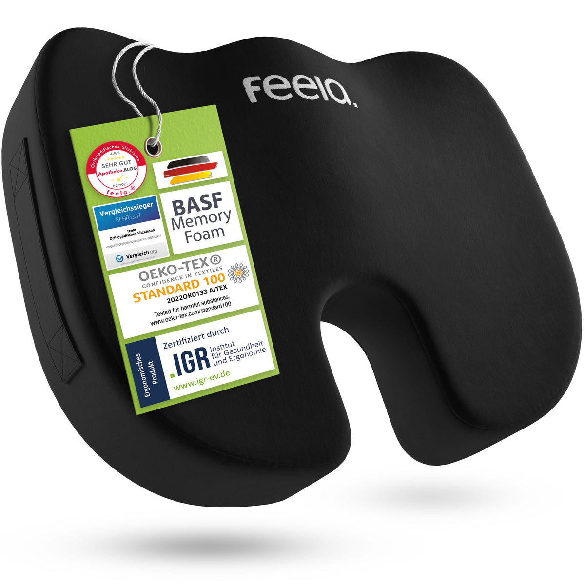 Orthopädisches Sitzkissen feela.® (Schwarz)