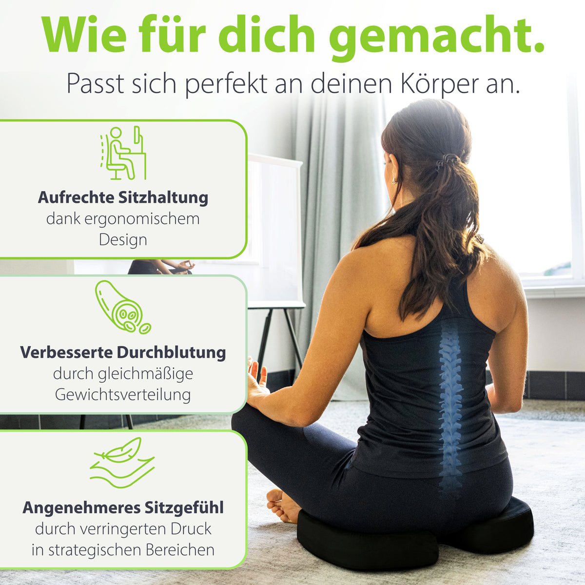 Orthopädisches Sitzkissen feela.® (Schwarz)