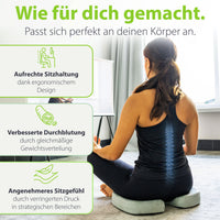 Orthopädisches Sitzkissen feela.® Silber – Seitenansicht Ergonomie-Form