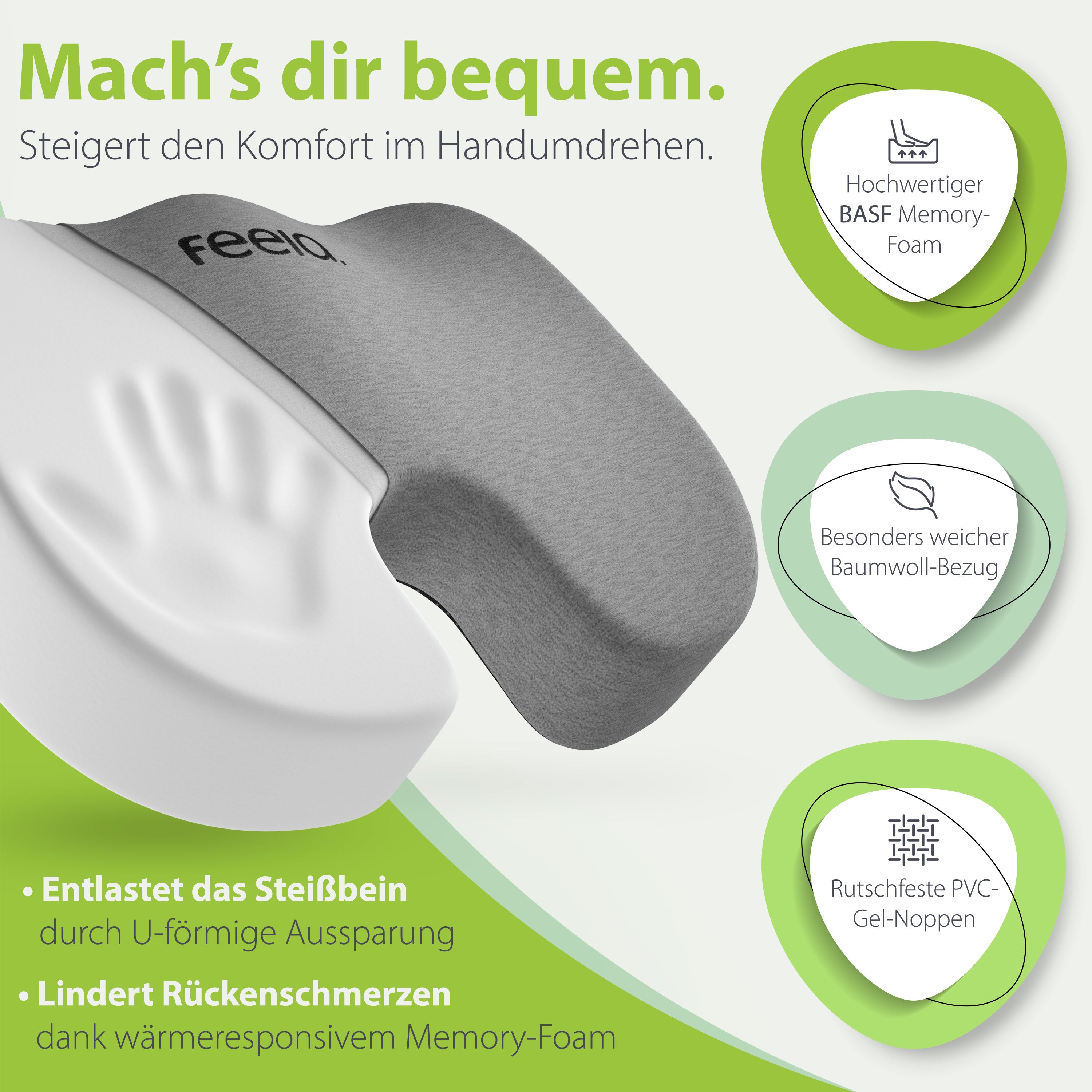 Orthopädisches Sitzkissen feela.® (Dunkelgrau)