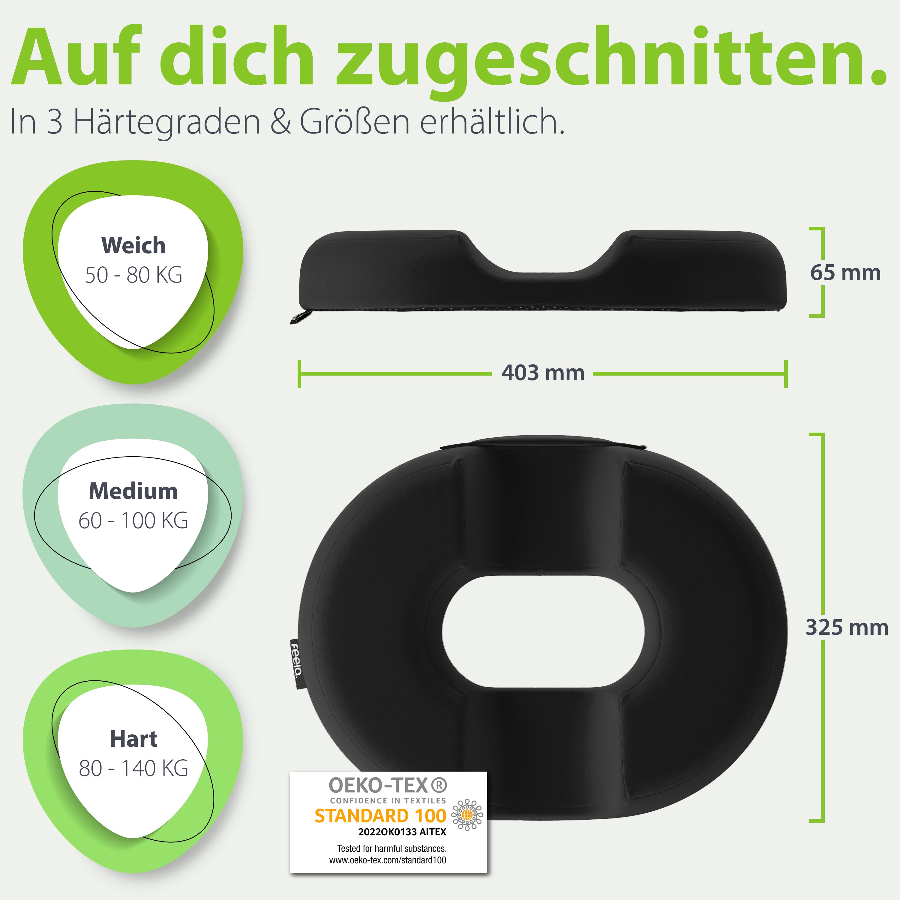 Sitz Ring Orthopädischer Sitzring feela.® (Schwarz)
