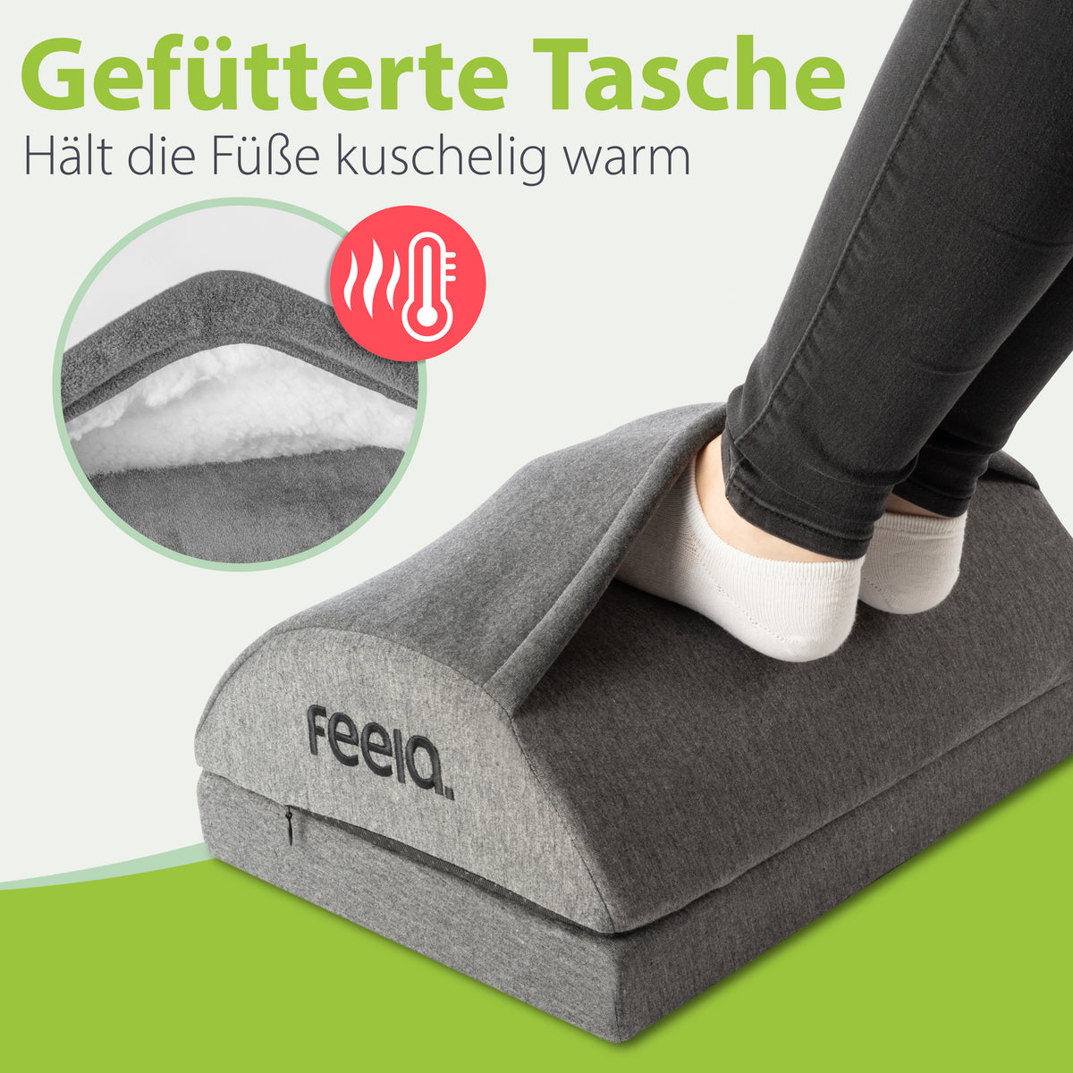 Ergonomische Fußstütze mit Wärmetasche feela.® (Dunkelgrau)
