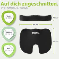 Orthopädisches Sitzkissen – Verschiedene Härtegrade & Abmessungen (Schwarz)
