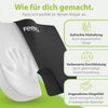 Ergonomische Sitzkissen von feela, mit Schwerpunkt auf personalisierter Anpassung an den Körper, Unterstützung einer aufrechten Sitzhaltung, verbesserter Durchblutung durch Gewichtsverteilung und angenehmem Sitzgefühl.